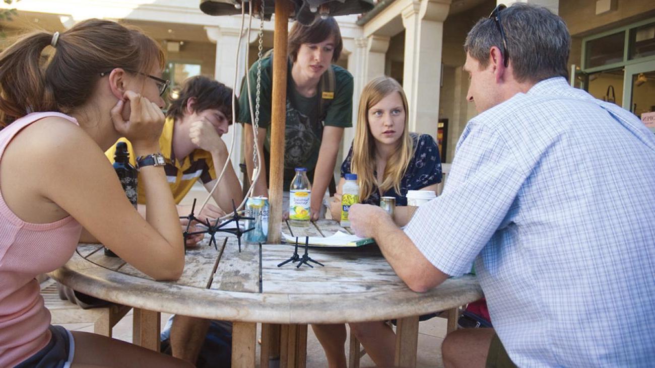 Study session at the Campus Center with Professor Dan O’Leary